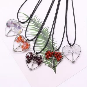 Shaped Natural Stone Tree of Life Pendants